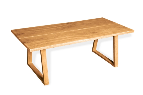 Solid Hardwood Oak rustic Kitchen Table 40mm with trapece table legs laquered